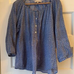LOFT Navy Printed Blouse